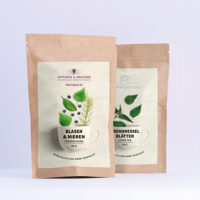 Tee Etiketten für zwei Partner-Apotheken